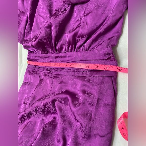 NWT: Adelyn Rae - Theo Open-Back Sateen Jacquard Jumpsuit in Purple - Picture 9 of 12